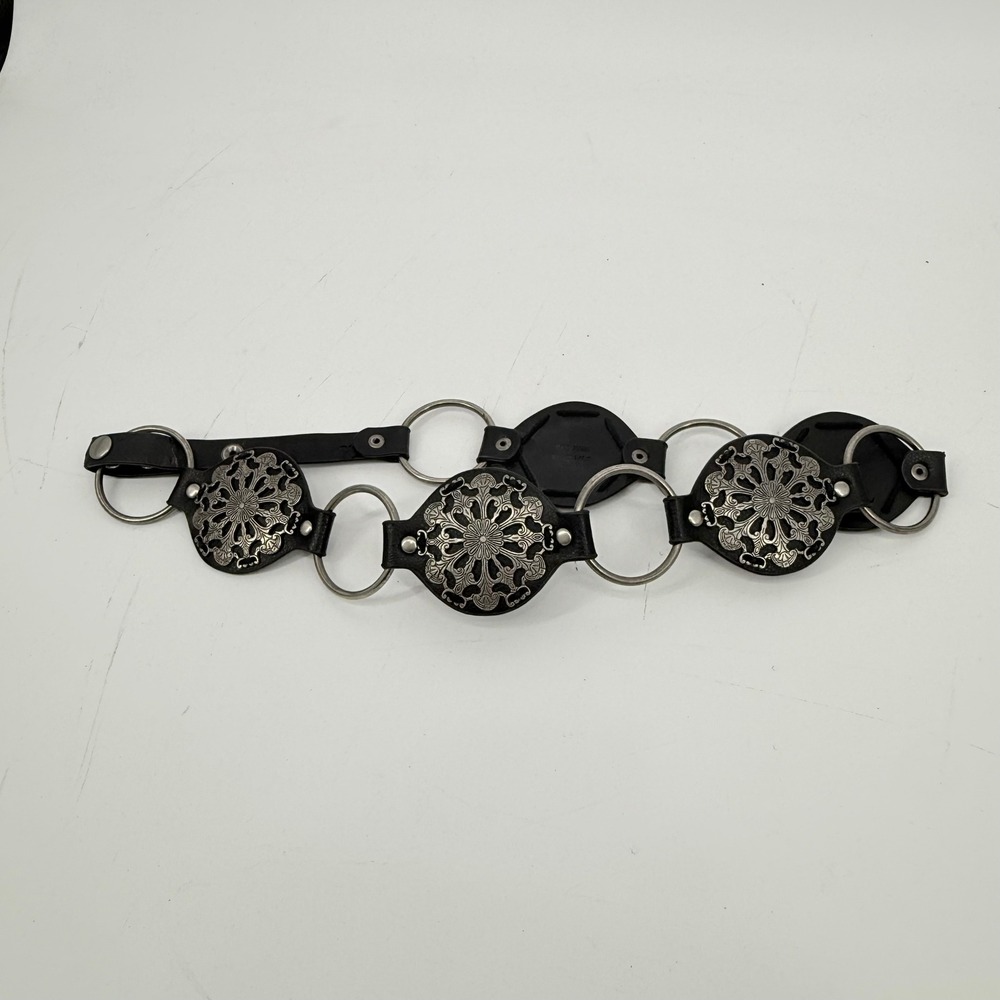 Unbranded Concho Belt Women S/M Black Silver Medallion Boho Western Excellent